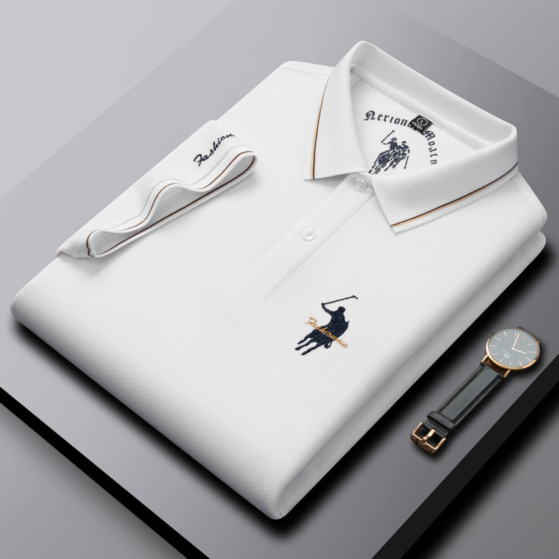 American Business Classy Polo Shirt Men's Short-Sleeved Trendy Brand Paul Horse Standard Collar Middle-Aged Dad Cotton T-Shirt a