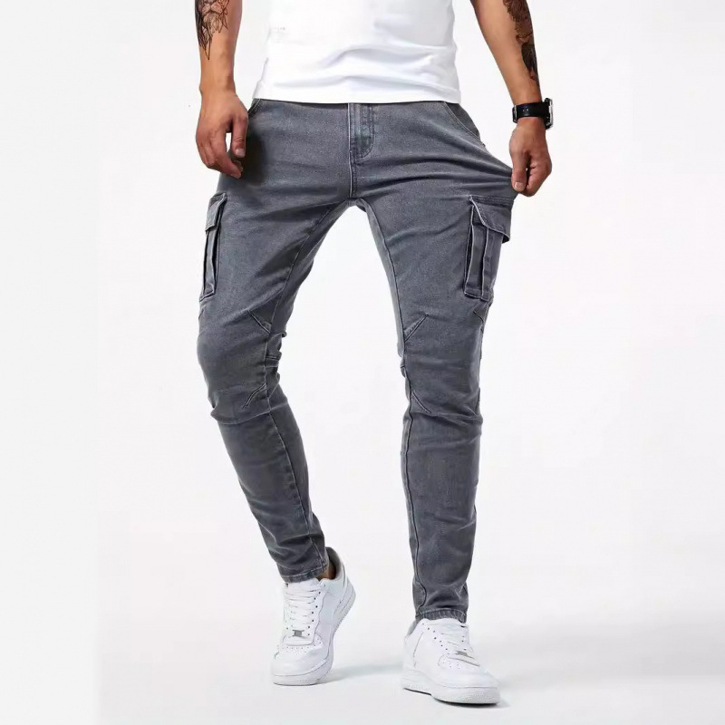 In-Stock Amazon 2025 European and American Cross-Border New Men's Jeans with Side Pockets Slim Fit Skinny Jeans for Men