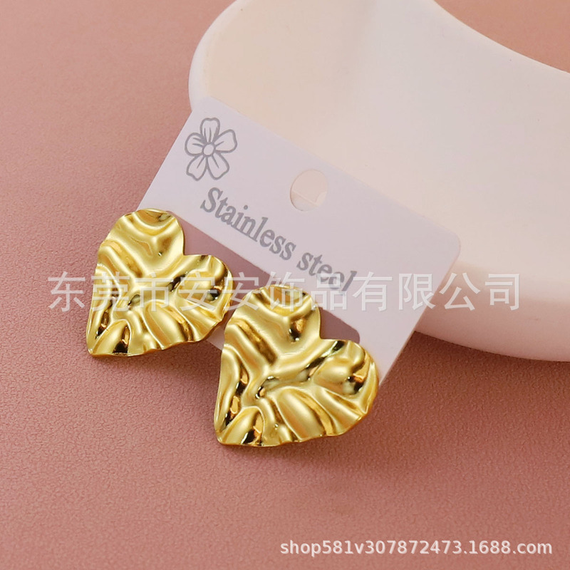 复古法式经典图案爱心耳钉约会礼物优雅轻奢高级感简约钛钢饰品女|undefined