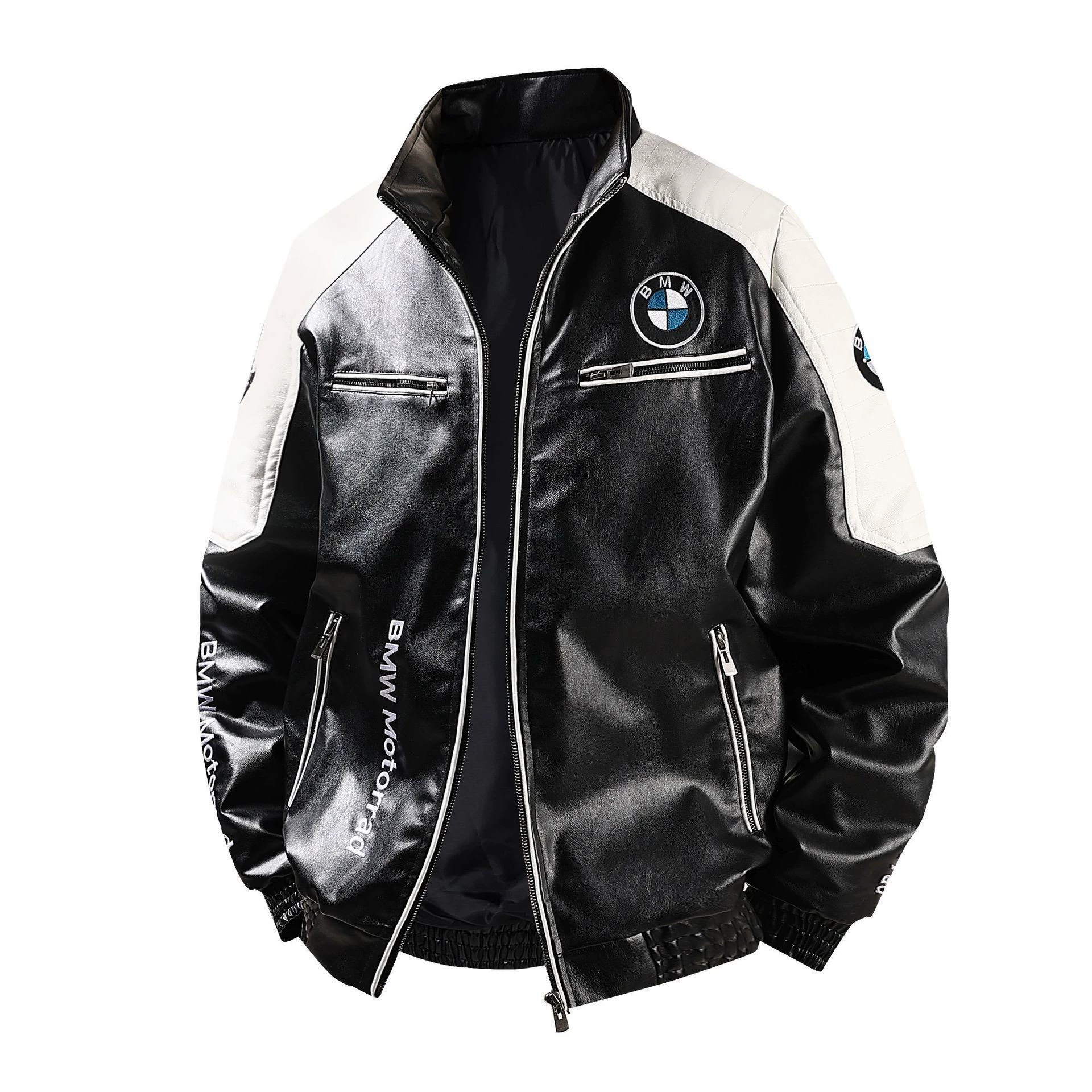 Baseball jacket, polyurethane, embroidered racing design, travel version, multi-size (L–4XL)