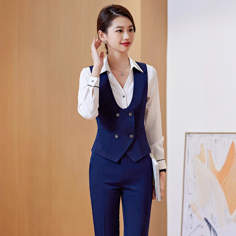 New Black Business Professional Women's Workwear Suit Set, British Style Slim-Fit Slimming Suit Vest, Women's Jacket