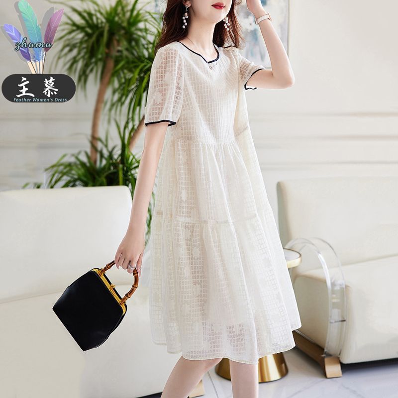 Summer white fashionable elegant three dimensional dress with a…