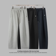 2025新款秋季男士宽松直筒立体裁剪休闲裤弯刀长裤韩版舒适裤子潮