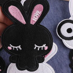 Strawberry computer embroidery label cartoon animal black and white rabbit clothing accessories children's accessories patch embroidery cloth patch 