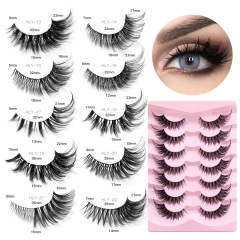 Cross-border new product transparent fox eye false eyelashes 7 pairs set with eye tail lengthening for daily makeup stage eyelashes wholesale