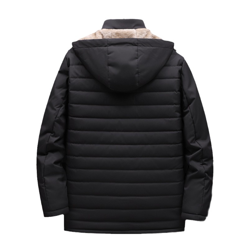 Invierno de los hombres forrados de lana gruesa moda casual chaqueta de todo partido con capucha desmontable caliente resistente al frío de los hombres chaqueta de algodón acolchado fuera