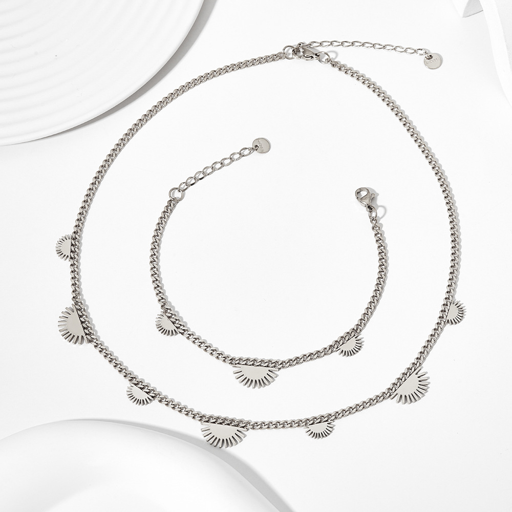 Retro Sun Titanium Steel Plating Bracelets Necklace