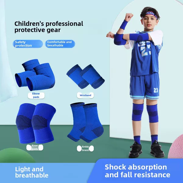 Children's Sports Protective Gear Set, Knee Pads, Elbow Pads, Wrist Pads, Ankle Pads, Warm Running, Anti-Fall, Crawling, Football, Cycling, Roller Skating