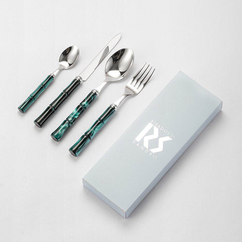 Italian Imported Knife and Fork Tableware Rivadossi Light Luxury High-end Creative Stainless Steel Western Bamboo Spoon Gift