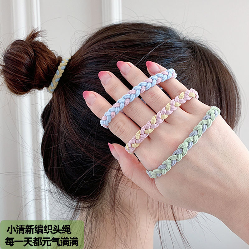 Banda de goma cuerda de pelo banda de pelo al por mayor simple cuerda de pelo tejido alta elasticidad alta cola de caballo verano cuerda de lazo de pelo pulsera no apretado