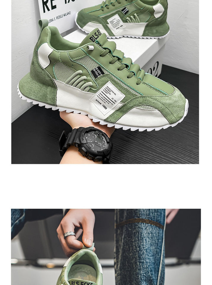 Giày thể thao nam sneaker thoáng khí đế cao su gót thấp tăng chiều cao — C681 màu trắng, C681 màu xanh lá, C681 màu đen chi tiết 6