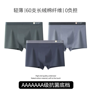 纯棉内裤男士大码透气7A抗菌桑蚕丝平角裤男棉感薄款四角裤头批发