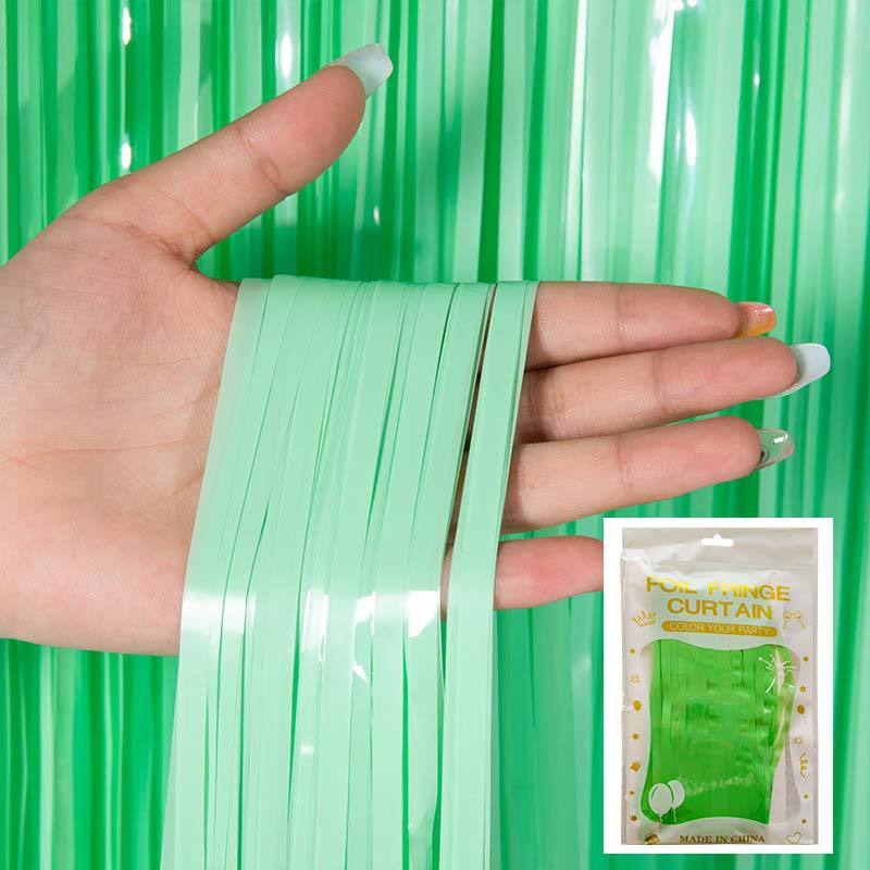 Cortina de lluvia de colores de alto brillo transfronteriza decoración de fiesta de cumpleaños cortina de lluvia láser de macaron brillante de 1*2 m