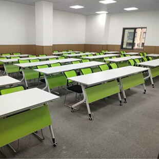 Multifunctional Desk, Folding Conference Table and Chairs, Removable Splicing Long Table with Pulleys, Training Desk and Chair Combination