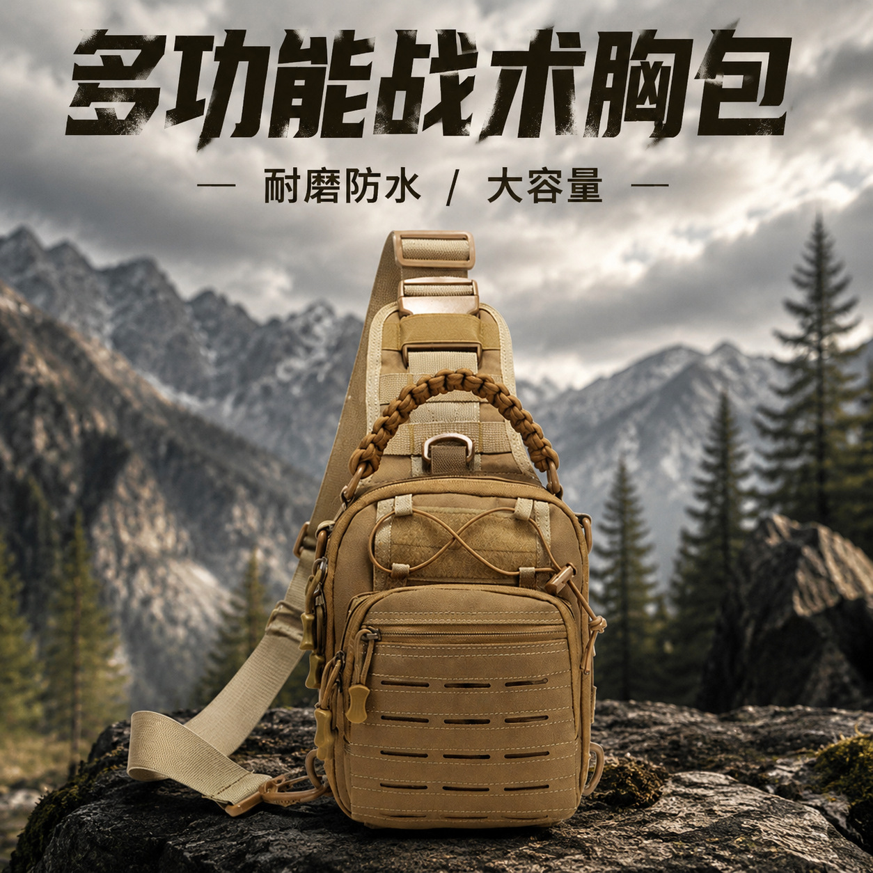 Bolso de pecho para entusiastas militares, camuflaje, material de tela Oxford resistente a desgarros, bolso táctico cruzado para ciclismo, bolso de viaje informal cruzado.