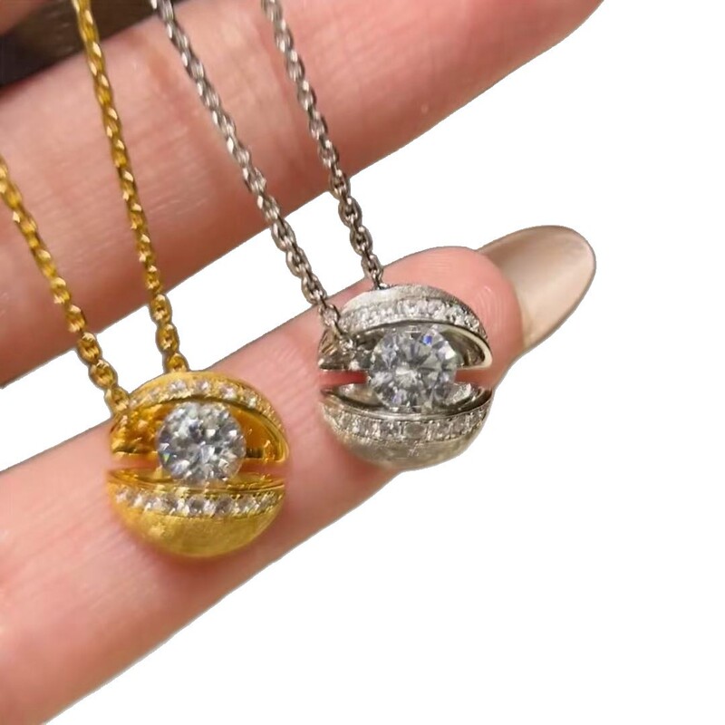 S925 スターリングシルバー中世スタイルブラッシュサスペンション惑星ネックレス女性のハイエンドの点滅絶妙なシルバーボールペンダント鎖骨チェーン|undefined