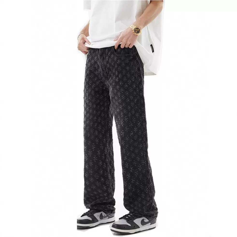 欧美2025新品亚马逊跨境外贸夏季休闲男式休闲新款宽松阔腿牛仔裤