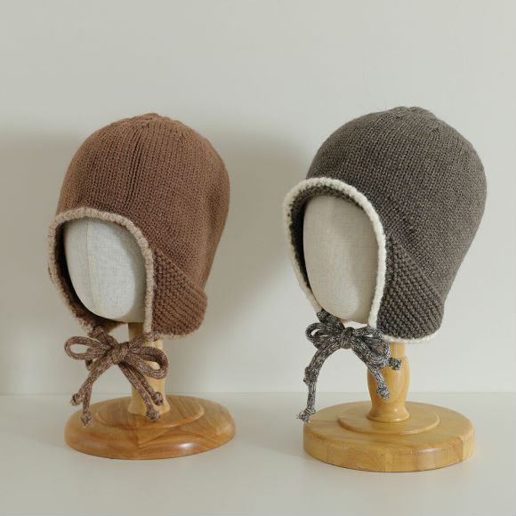 Sombreros para niños coreanos ins otoño e invierno sombreros de lana de punto simples para hombres y mujeres, gorros de protección para los oídos cálidos de estilo occidental para bebés