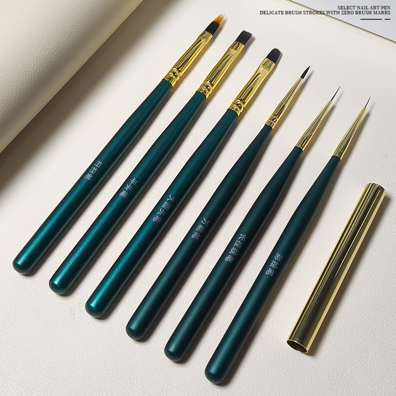 日本式ネイルペン6本のカラーブラシセットの光治療機能をスキャンして線を引いて花のカラーペンを描きます。|undefined