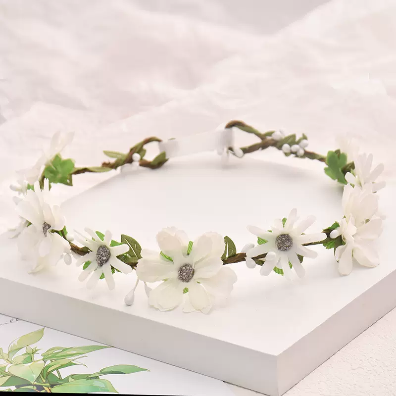 小清新花朵花环婚礼伴娘头花唯美森系少女花环旅游景点拍摄影道具