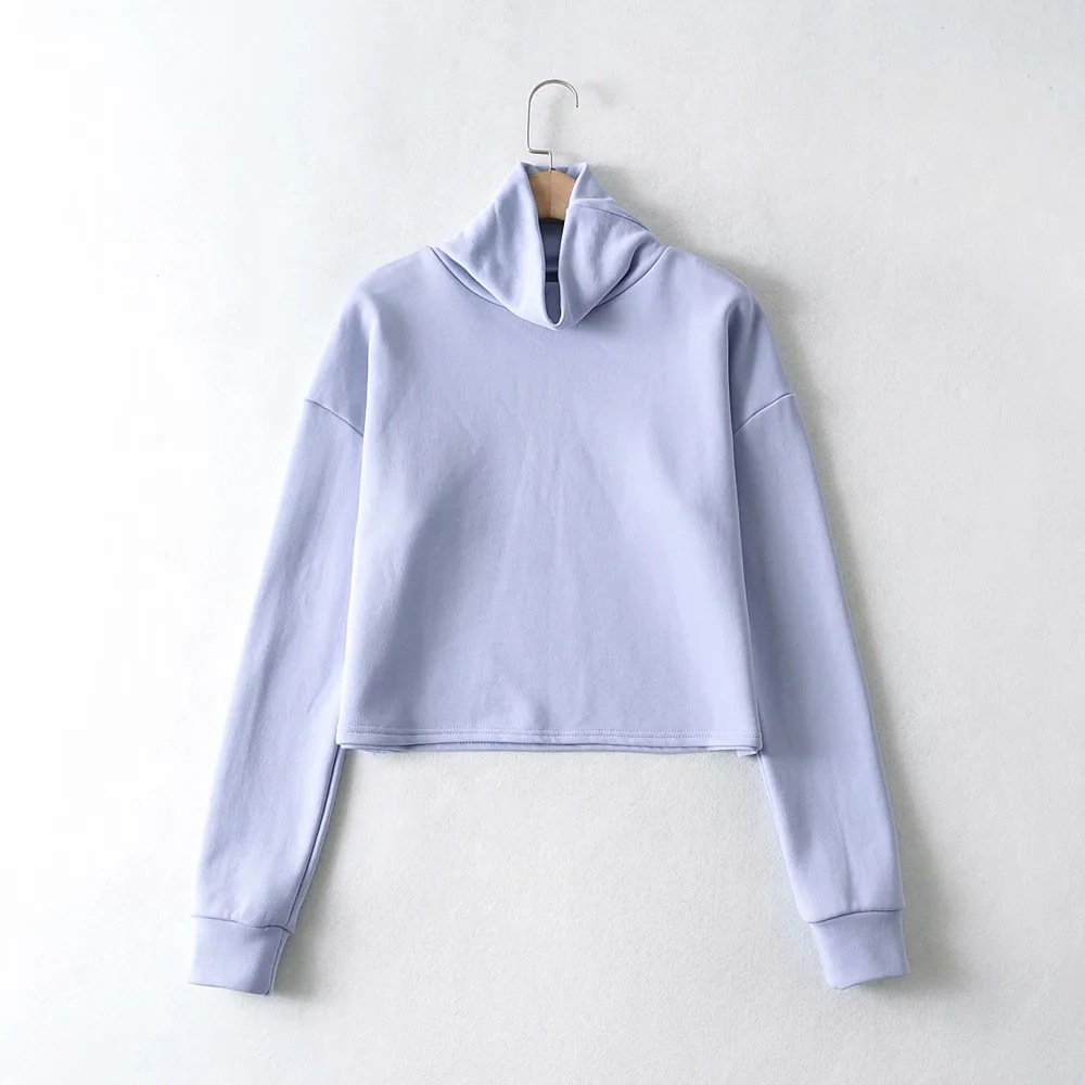 spring loose solid color terry pullover sweatshirt NSAC27571