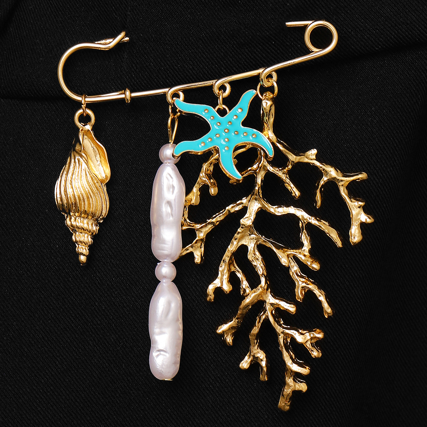 Broche de cadena con borlas en forma de corazón estrella y 4 puntas_voghion.com