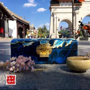 Pingyao lacquer pile paint jewelry box wooden gilded painted bleached paint jewelry box lacquer wedding dowry storage gift box