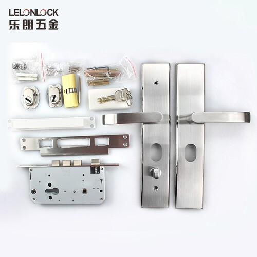 Stainless steel 304 anti-theft panel lock set black universal household door lock entry door solid wood door lock