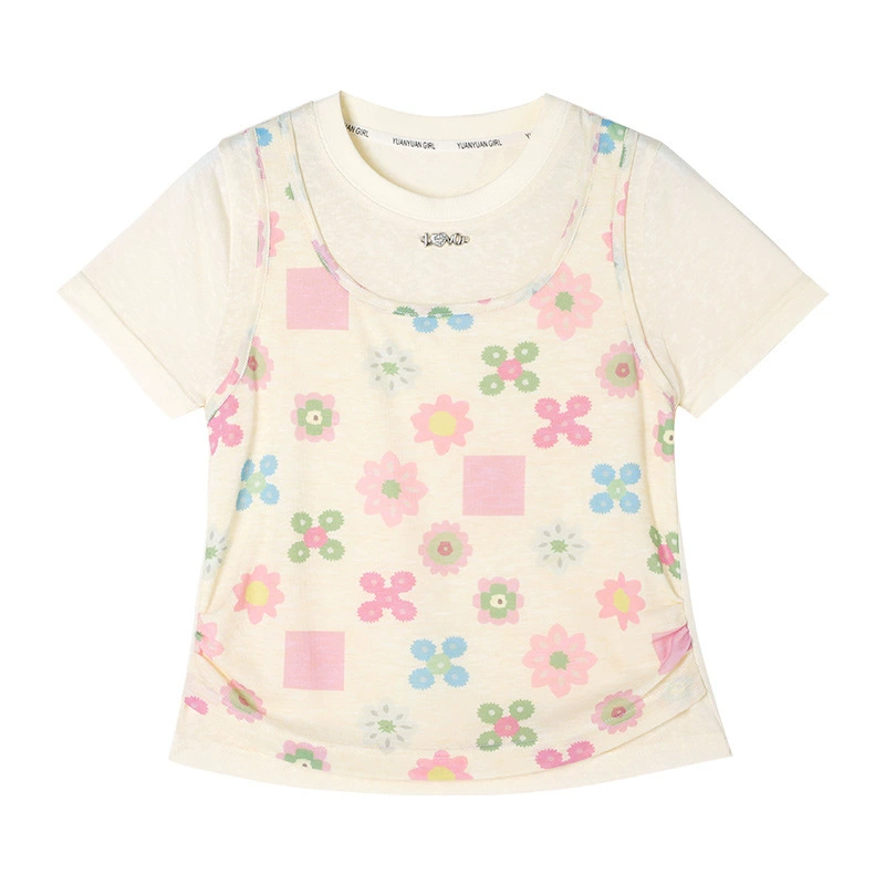 媛媛公主 T-shirt, summer summer clothing, set, children's clothing, with short sleeve, for teenagers