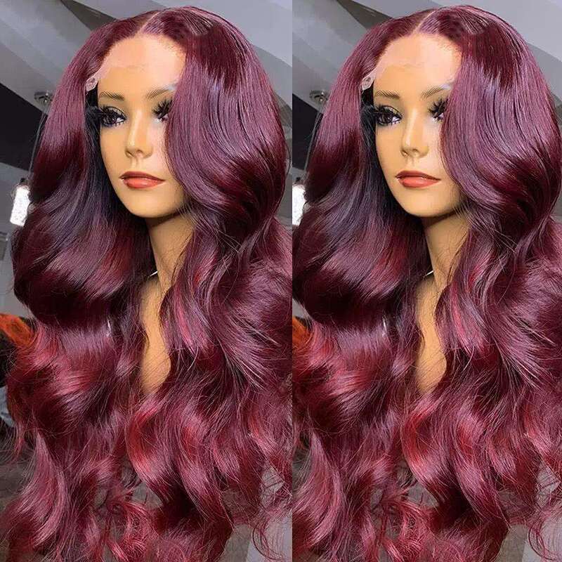 Wine Red Lace Front Long Curly Hair 26inch Suitable for Women's Party Cosplay High-Quality Fiber Wig Wine Red Lace Front Long Curly Hair 26inch Suitable for Women's Party Cosplay High-Quality Fiber Wig