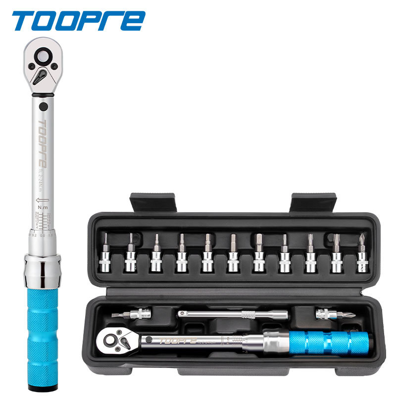 TOOPRE Bicycle Torque wrench preset adjustable torque 1/4 small fly 2-24NM ratchet wrench set