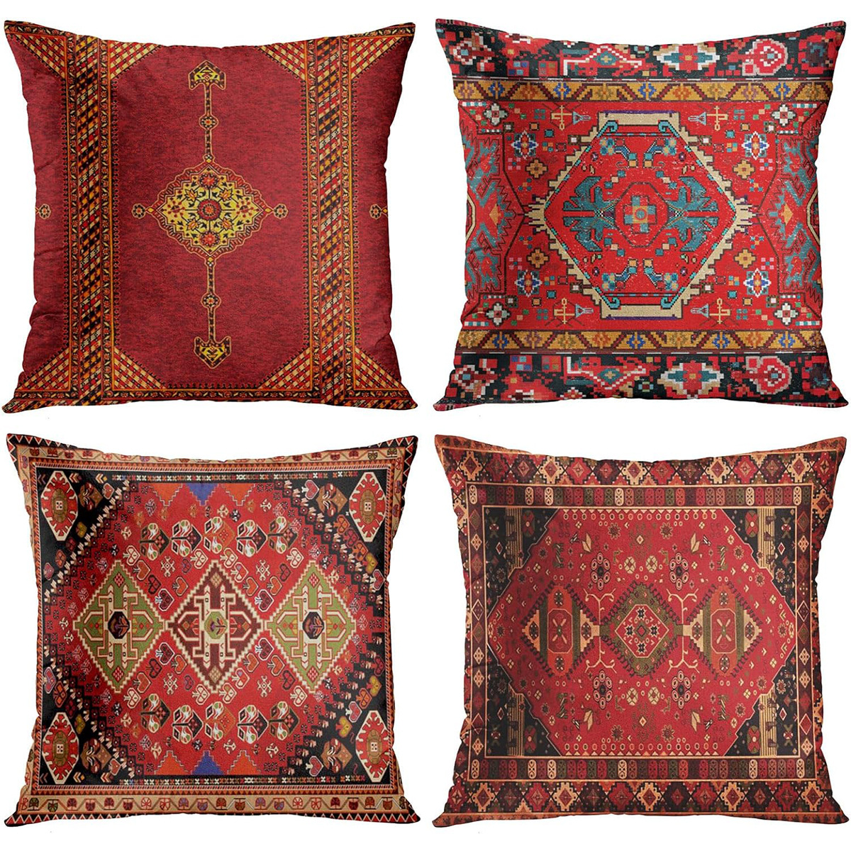 Amazon New Product Indian Diwali Linen Printed Pillow Cover Holiday Special Sofa Decoration Factory Direct Sales