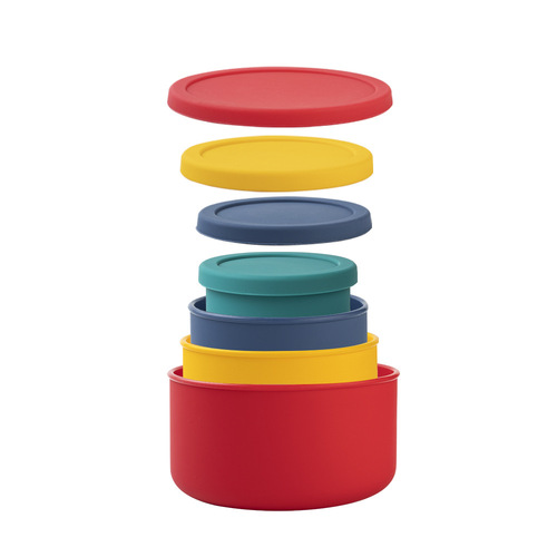 Silicone food storage box, round with lid, picnic box, fruit and vegetable storage, four sizes, silicone bento box