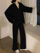 网红斤ins服长袖居家睡衣女春秋简约慵懒风风日系大码300开衫套装