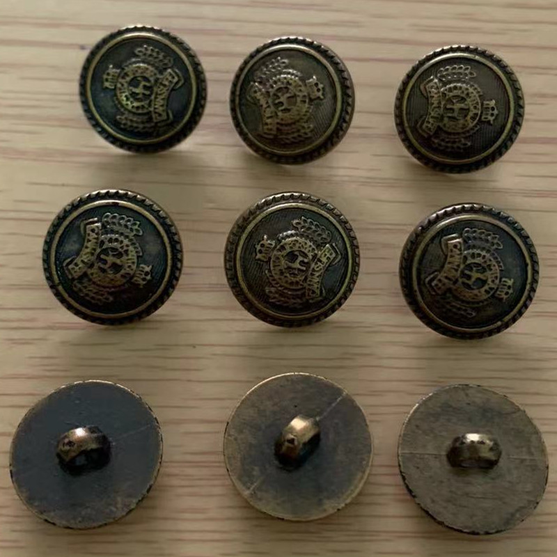 ABS塑料电镀仿金属圆形有脚青铜复古青古铜皇冠纽扣