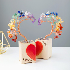 Cross-border best-selling natural crystal crushed love heart couple tree sculpture home decoration craft ornament