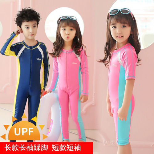 Children's swimsuit, girl's sun protection one-piece long and short-sleeved swimsuit, boy's swimming trunks, wetsuit, medium and large children's swimsuit