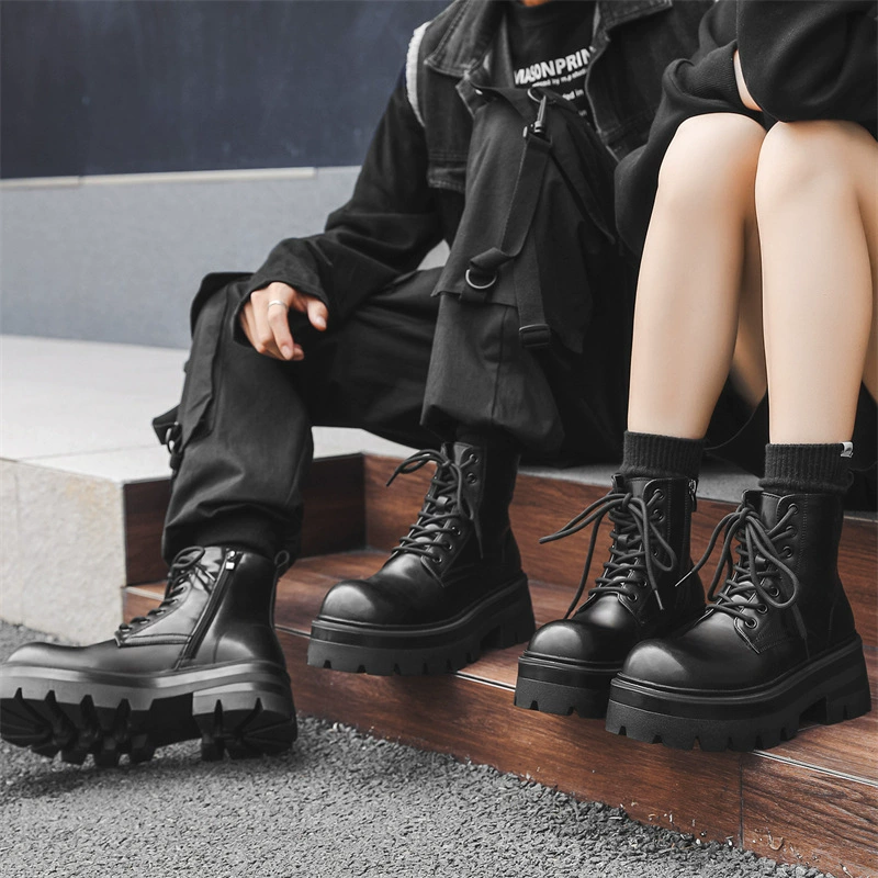 Английский стиль молнии Chelsea Martin сапоги пара мотоциклетные сапоги высокие, толстые подошвы плюс бархатные мужские сапоги 8632-J