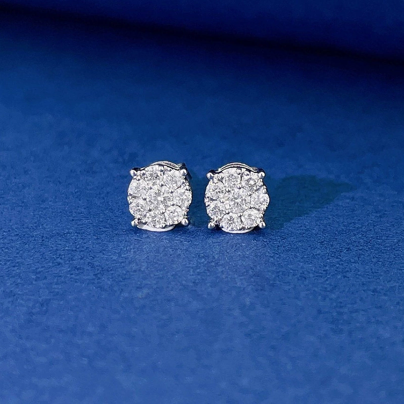 Настоящее Золото Настоящий Бриллиант 18K Золото Бриллиант Группа Серьги Au750 Белое Золото Серьги Розовое Золото Натуральный Бриллиант Серьги