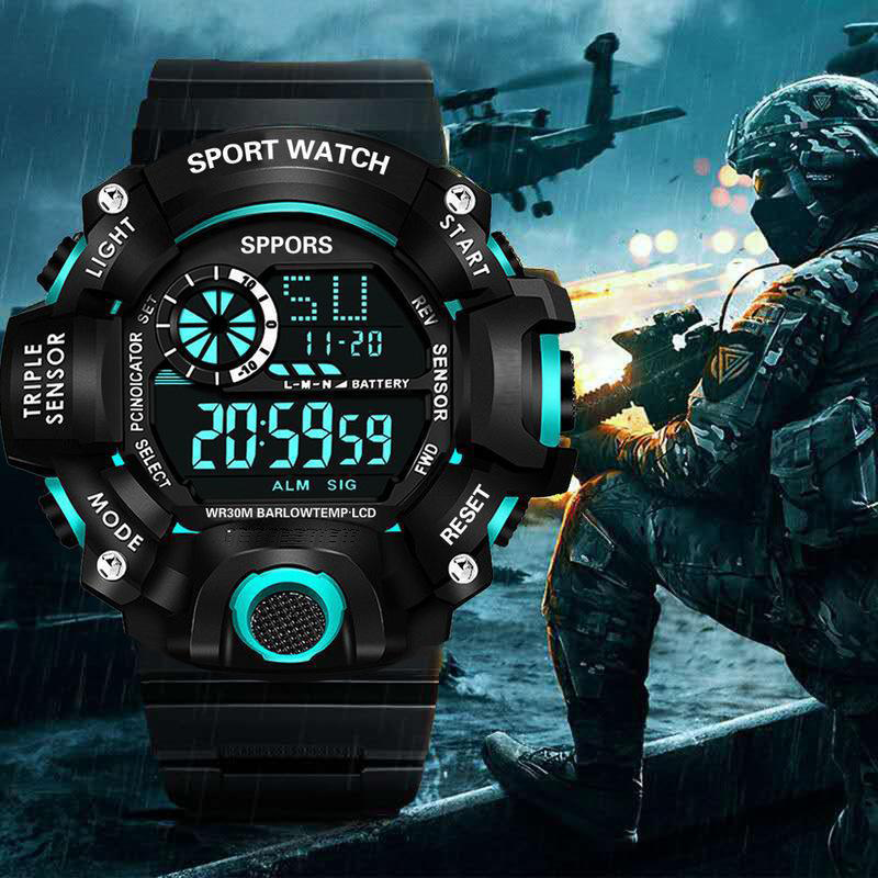Children's Electronic Watch for Primary and Secondary School Students, Teenagers, Luminous Alarm Clock, Boy's Multi-Functional Waterproof and Anti-Fall Sports Watch