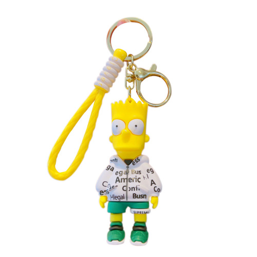 Simpsons Cartoon Silicone Keychain Doll Cute Pendant Doll Bag Pendant Keychain Small Jewelry Wholesale