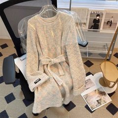 怠惰な風秋冬の中の長いセーターのワンピースの幅の大きいサイズの松のストラップは腰のニットの底のスカートの上着の女性を収めます。