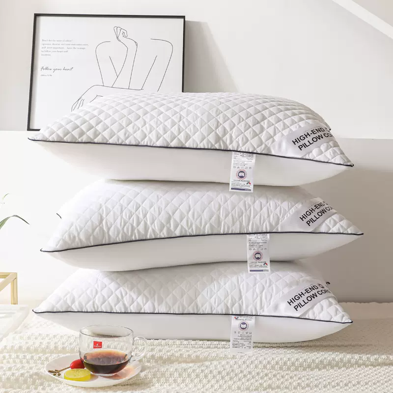 磨毛绗缝定位羽丝棉枕头 工厂直供单边纤维枕芯批发护颈纤维枕