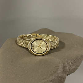 热销小金镶钻椭圆简约气质百搭手表女学生休闲细带小众复古石英表