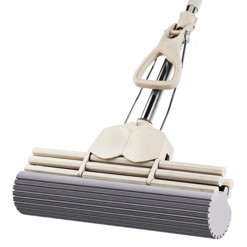 Household sponge absorbent mop roller type squeeze water hand-wash-free stainless steel collodion mop living room large