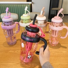 夏季巨无霸户外运动水杯高颜值吸管杯大容量塑料杯耐高温杯子批发