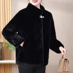 冬季新款仿水貂毛皮草外套女年轻时尚短款小个子毛毛大衣加棉加厚