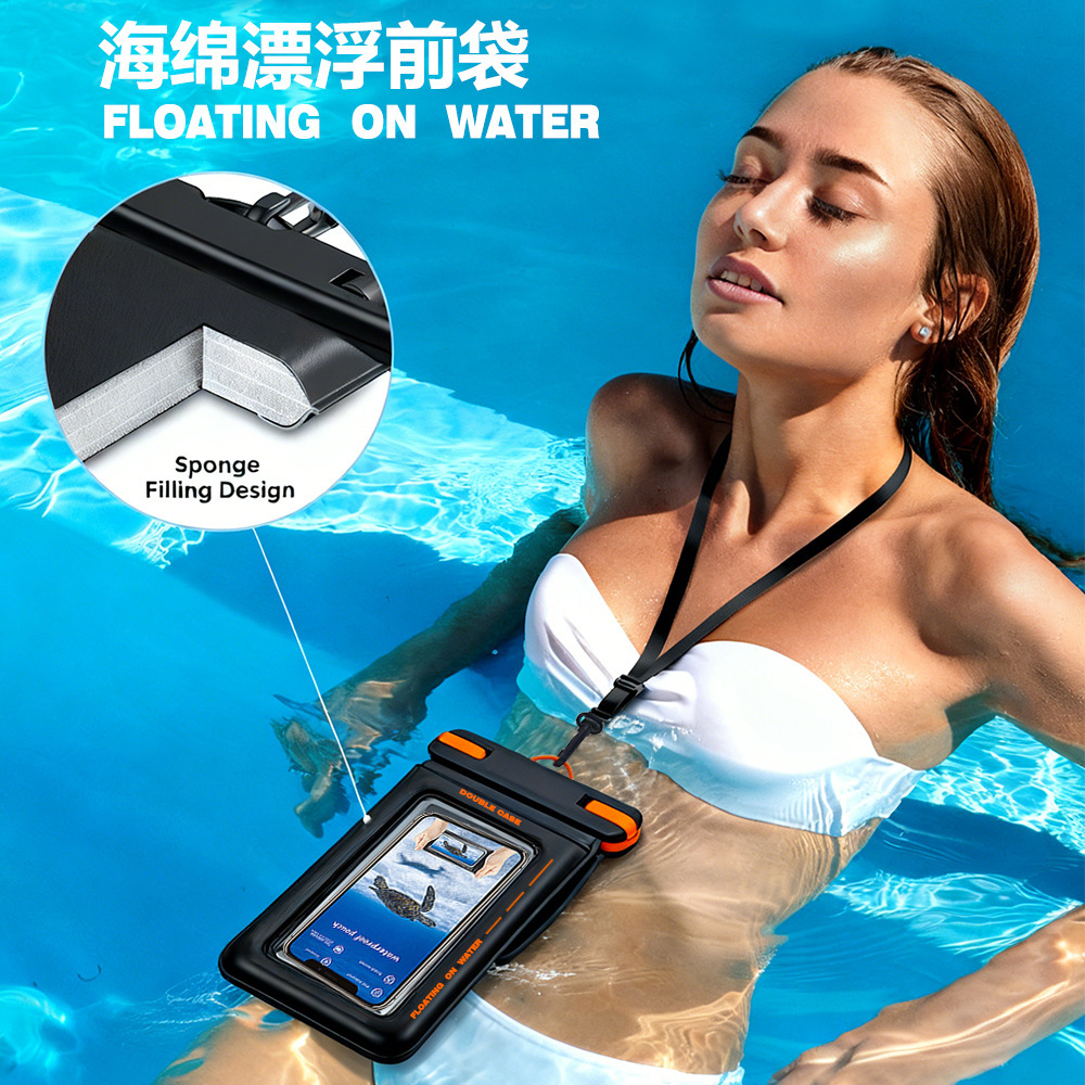 New Multifunctional Dual-Compartment Pvc Waterproof Phone Bag with Touch Screen Capability for Outdoor Swimming, Rafting, and Diving