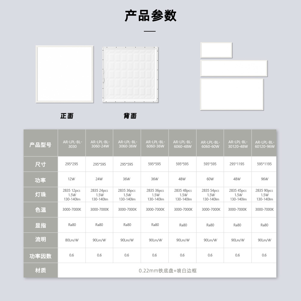 LED rectangular lamp, ceiling ceiling light, mounted ceiling lamp for office, factory direct supply, 36W