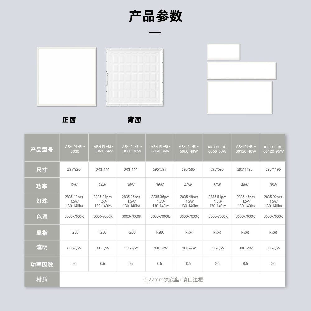LED rectangular lamp, ceiling ceiling light, mounted ceiling lamp for office, factory direct supply, 36W